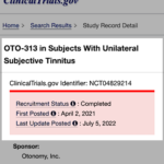 OTO-313 for tinnitus phase 2 trial completed