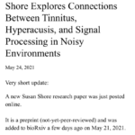 New Shore research article tinnitus screenshot May 2021